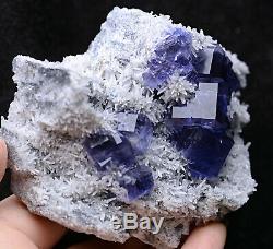 319.1g Blue Purple FLUORITE Quartz Crystal Cluster Mineral Specimen