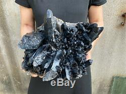 32.1LBS Natural Huge Black Quartz Crystal Cluster Mineral Specimen Healing