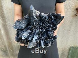 32.1LBS Natural Huge Black Quartz Crystal Cluster Mineral Specimen Healing