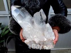 32.37lb HUGE NATURAL Clear quartz crystal cluster point Specimens