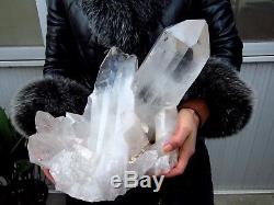 32.37lb HUGE NATURAL Clear quartz crystal cluster point Specimens