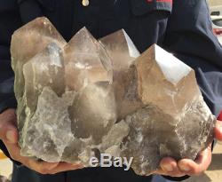 32.8lb Large natural Rutile smoky crystal rock quartz cluster point specimen
