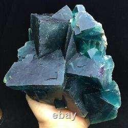 3205g BIG! Deep Green/Blue Cubic Fluorite Crystal Cluster Mineral Specimen