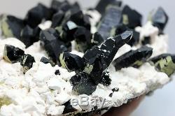 3255g NATURAL Black Quartz Crystal feldspar intergrowth Cluster Specimen Rare