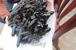 33.7kg 74.2lbs Natural Beautiful black QUARTZ Crystal Cluster Specimen