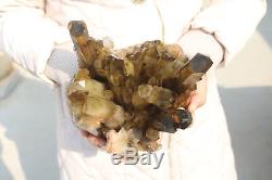 3300g Natural Beautiful Citrine Smoke Quartz Crystal Cluster Tibetan Specimen
