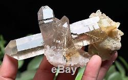 336.8g New Find NATURAL Clear Golden RUTILATED QUARTZ Crystal Cluster Specimen