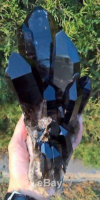3397g Natural Rare Beautiful Black QUARTZ Crystal Cluster Mineral Specimen