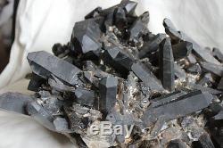 34.4LB Huge Natural Dark Smokey Black Quartz Crystal Cluster Points Original