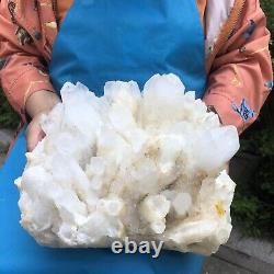 34.76LB Natural Transparent White Quartz Crystal Cluster Specimen Healing 1123