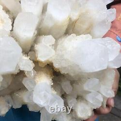 34.76LB Natural White Clear Quartz Crystal Cluster Rough Healing Specimen