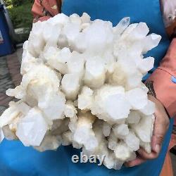 34.76LB Natural White Clear Quartz Crystal Cluster Rough Healing Specimen