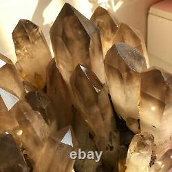 34.8LB Natural smokey quartz cluster crystal specimen healing