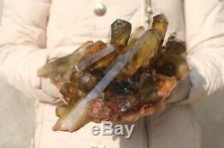 3600g Natural Beautiful Citrine Smoke Quartz Crystal Cluster Tibetan Specimen