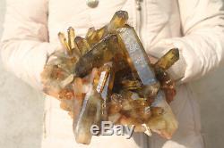 3600g Natural Beautiful Citrine Smoke Quartz Crystal Cluster Tibetan Specimen