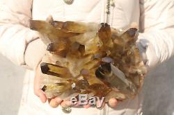 3620g Natural Beautiful Citrine Smoke Quartz Crystal Cluster Tibetan Specimen
