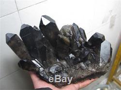 3707g Rare Natural Beautiful Black QUARTZ Crystal Cluster Tibetan Specimen #