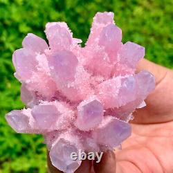 370G Newly Discovered pink Phantom Quartz Crystal Cluster Minerals
