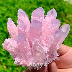 370G Newly Discovered pink Phantom Quartz Crystal Cluster Minerals