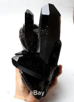 3755g Rare Amazing beautiful Black QUARTZ Crystal Cluster Mineral Specimen