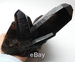 3755g Rare Amazing beautiful Black QUARTZ Crystal Cluster Mineral Specimen