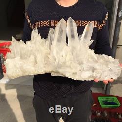 37lb 19 Top! Natural Beautiful Rock Crystal Quartz Cluster Specimen FN21