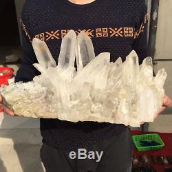 37lb 19 Top! Natural Beautiful Rock Crystal Quartz Cluster Specimen FN21