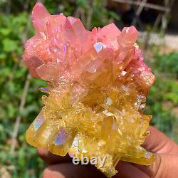 380G Colorful Phantom Quartz Crystal Cluster Mineral Specimen Healing Rainbow