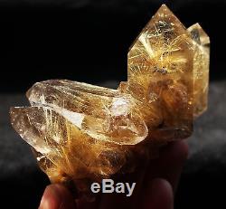 382g New Find NATURAL Clear Golden RUTILATED QUARTZ Crystal Cluster Specimen