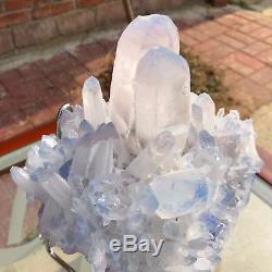 3870g 6.53LB Beautiful Blue Quartz Crystal Cluster Flower Specimen+130gStand