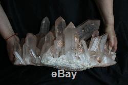 39.9LB HUGE NATURAL WHITE CLEAR QUARTZ CRYSTAL CLUSTER POINTS STONE from Tibetan