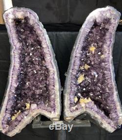 39 by 26 Amethyst Geode Quartz Crystal Cluster Cathedral with Steel Base