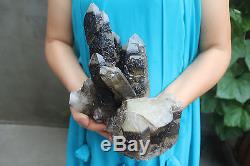 3960g Natural Beautiful Black White Quartz Crystal Cluster Tibetan Specimen #802