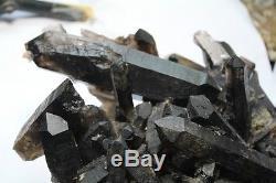 3980g AAA+++ Rare Beautiful Black QUARTZ Crystal Cluster Tibetan Specimen