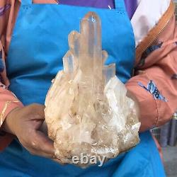 4.02LB Natural White Clear Quartz Crystal Cluster Rough Healing DH1006