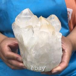 4.04LB Natural White Clear Quartz Crystal Cluster Rough Healing