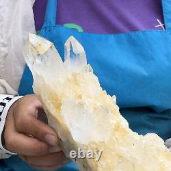4.09LB Natural White Clear Quartz Crystal Cluster Rough Healing Specimen