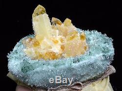 4.0lb New Find Green&Yellow Phantom Quartz Crystal Cluster Mineral Specimen