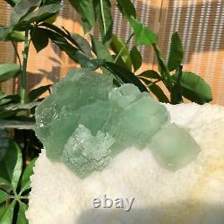 4.1 LB Natural 11 Green Cubic Fluorite Quartz Crystal Cluster Mineral Specimen