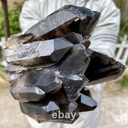 4.18LB Natural Beautiful Black Quartz Crystal Cluster Mineral Specimen Rar