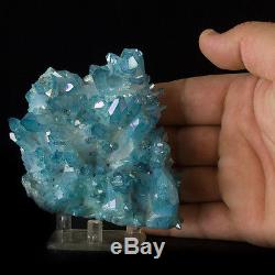 4.2 Iridescent Neon Blue Gem AQUA AURA QUARTZ Crystal Cluster Arkansas for sale