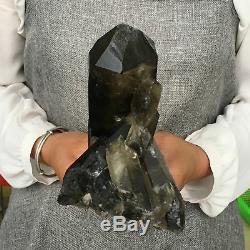 4.22LB Natural smokey quartz cluster crystal wand point healing PX3980