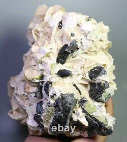 4.22lb Natural Cassiterite Symplesite & Black Crystal Cluster Mineral Specimen