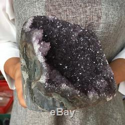 4.24LB Natural Amethyst geode quartz cluster crystal specimen healing AT5355