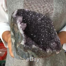 4.24LB Natural Amethyst geode quartz cluster crystal specimen healing AT5355