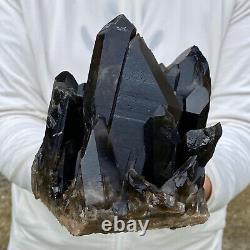 4.2LB Natural Beautiful Black Quartz Crystal Cluster Mineral Specimen