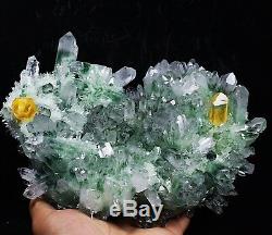 4.58lb Rare Beatiful Green Tibetan Ghost phantom Quartz Crystal Cluster Specimen