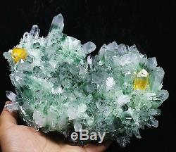 4.58lb Rare Beatiful Green Tibetan Ghost phantom Quartz Crystal Cluster Specimen