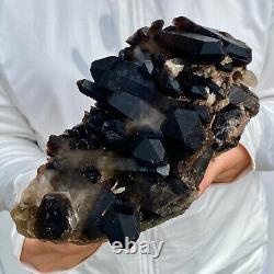 4.5LB Natural Tea black Crystal quartz Cluster Mineral Specimen Healing reiki