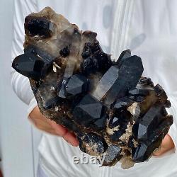 4.5LB Natural Tea black Crystal quartz Cluster Mineral Specimen Healing reiki